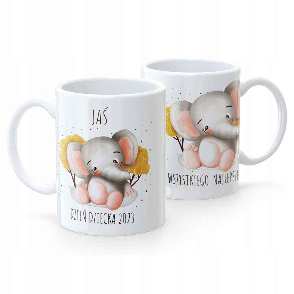 

Kubek Dzień Dziecka Słonik Imię Biały