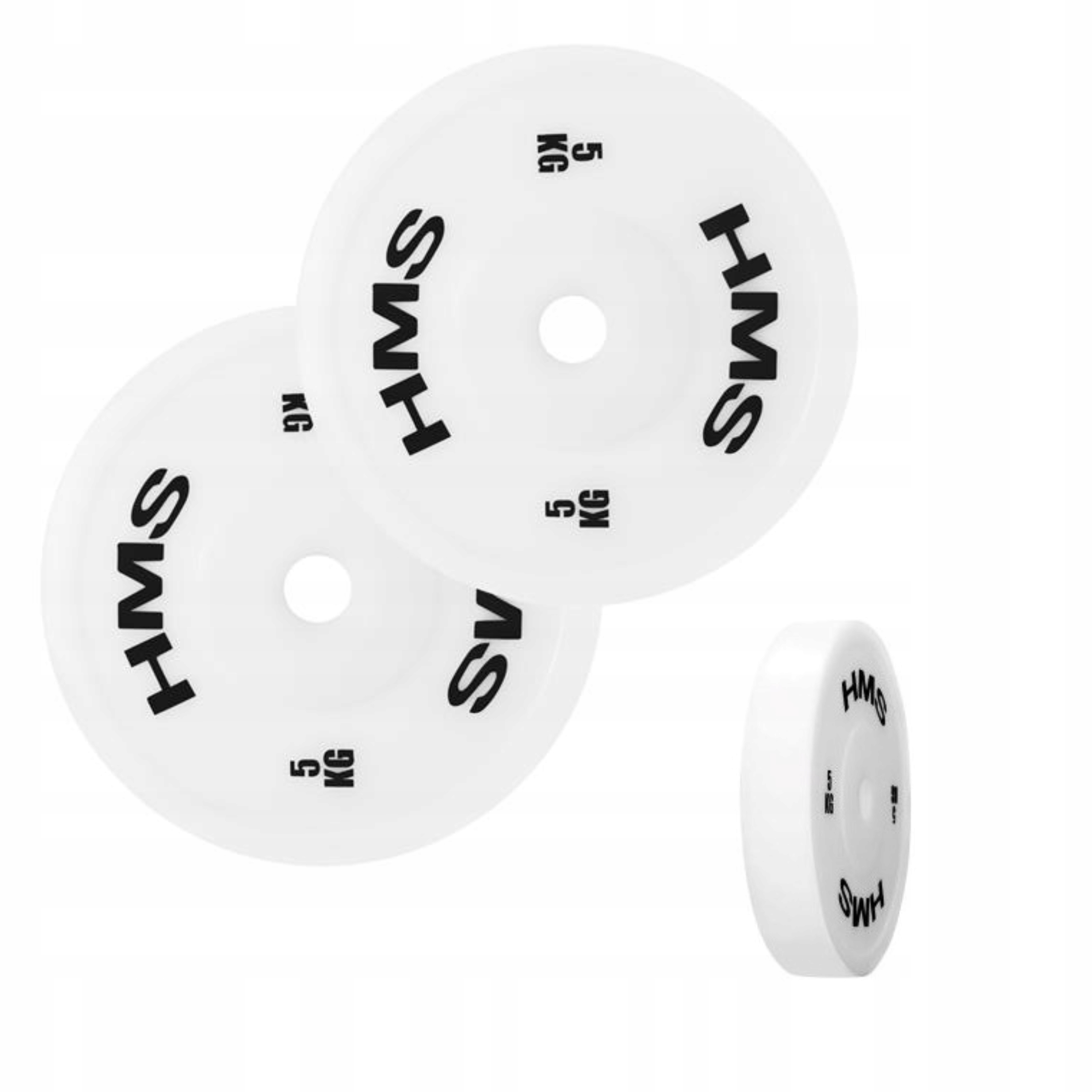 2 x 5 kg Talerz olimpijski bumper biały Hms
