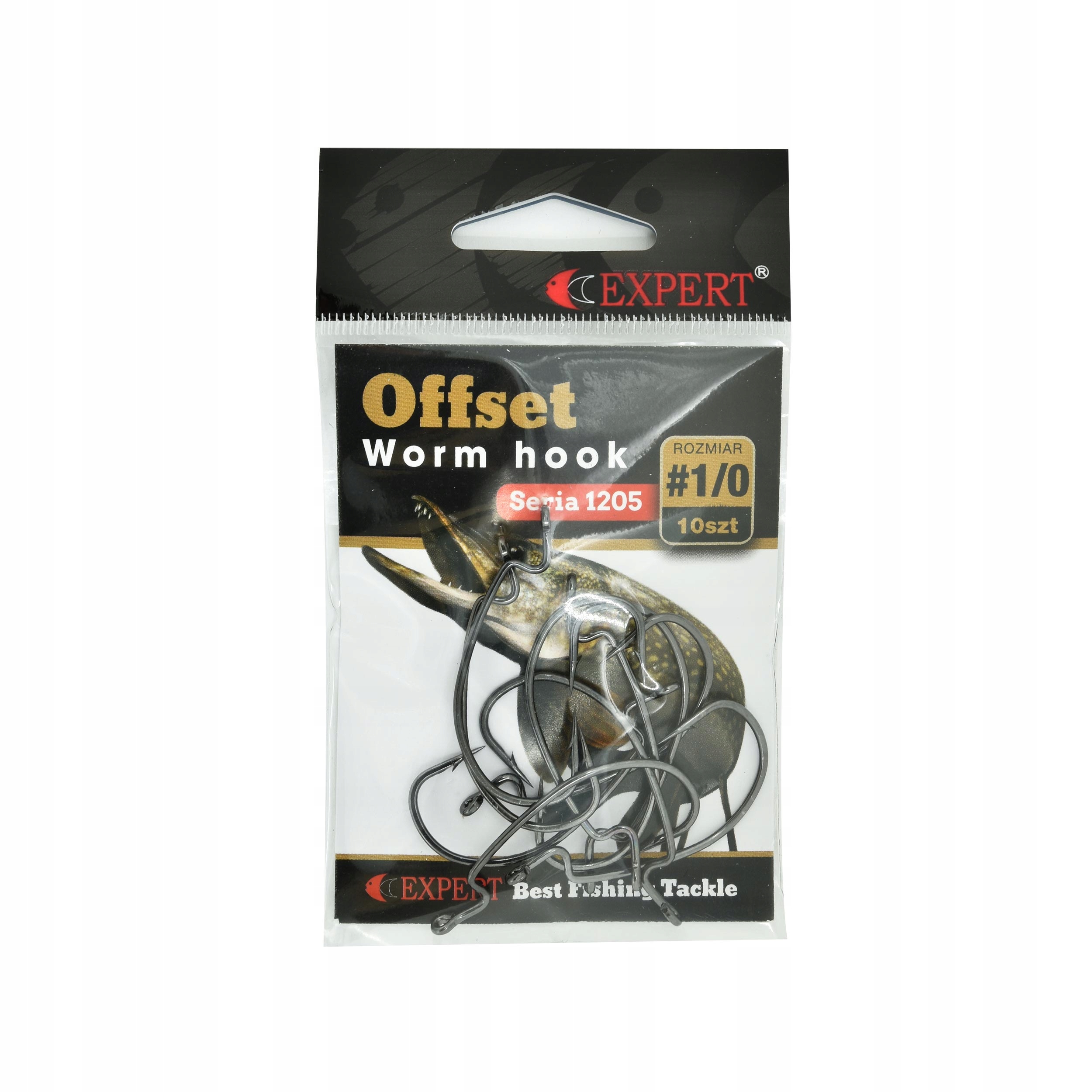 Haki Expert Offset Worm 1205 rozm.#1/0 czarne 10szt. na boczny trok