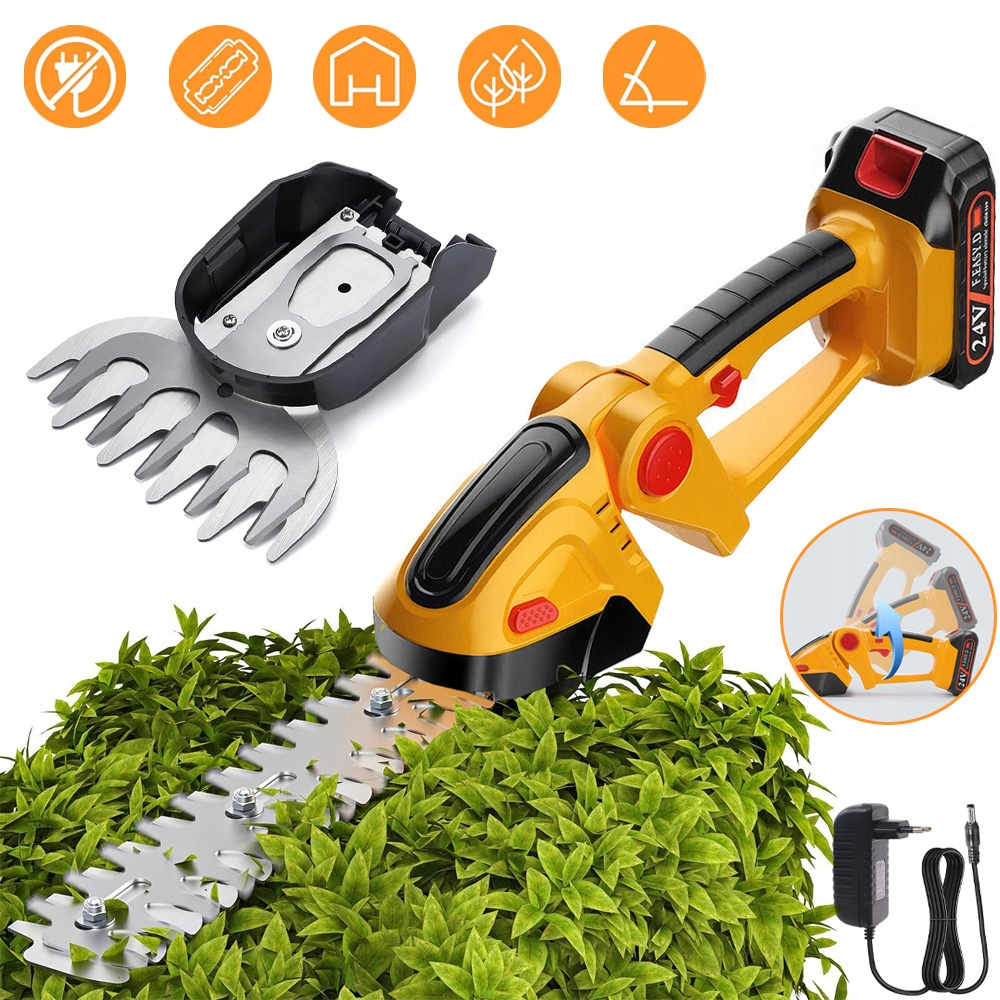 Nożyce Do Żywopłotu Trawy Przycinania Gałęzi Akumulatorowe 2W1 1500MAH