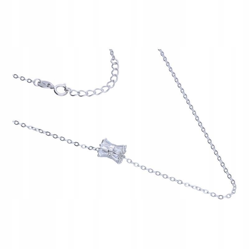 Stříbrný náhrdelník pro ženu 925 s zirkony ve tvaru bagety, moderní