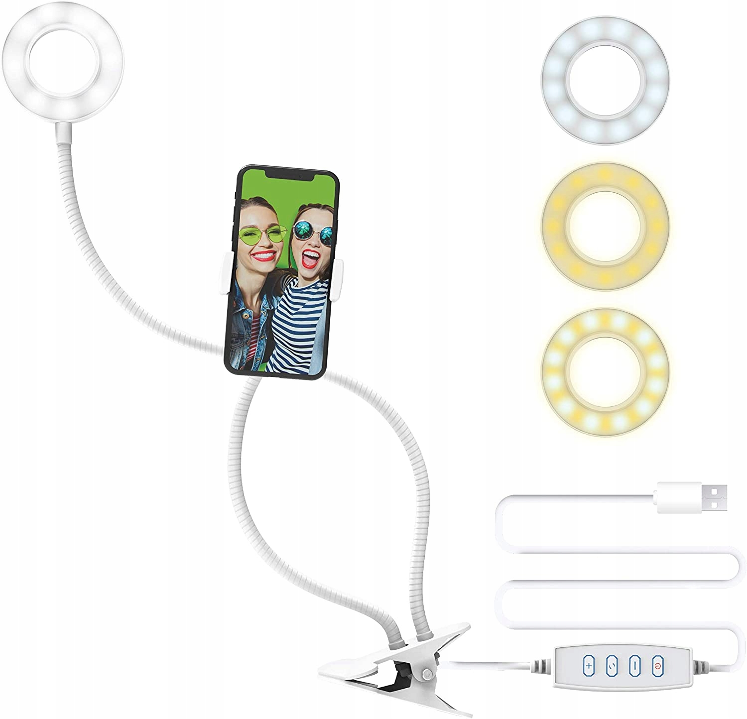 ELASTYCZNA LAMPA PIERŚCIENIOWA SELFIE STATYW KLIPS