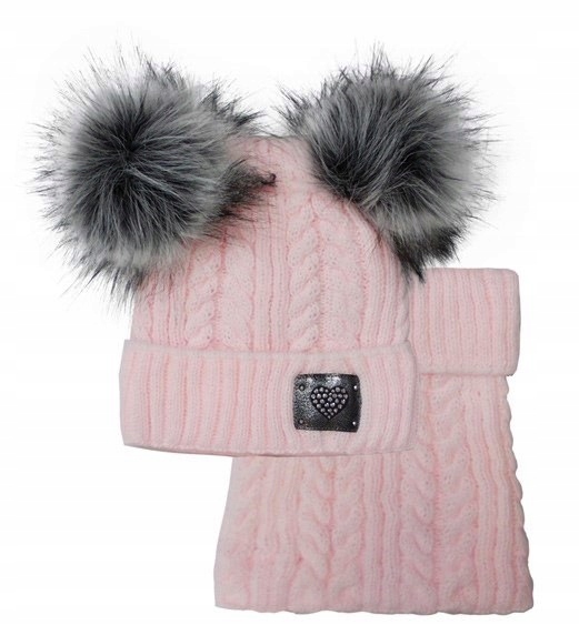 

Czapka Dwa Pompony Komin Zimowy Komplet 52-56