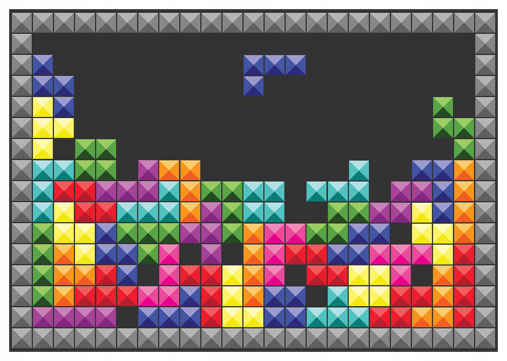 Tapeta Tetris Pixely Retro Barevný déšť 368x254 Geometrie Nostalgie