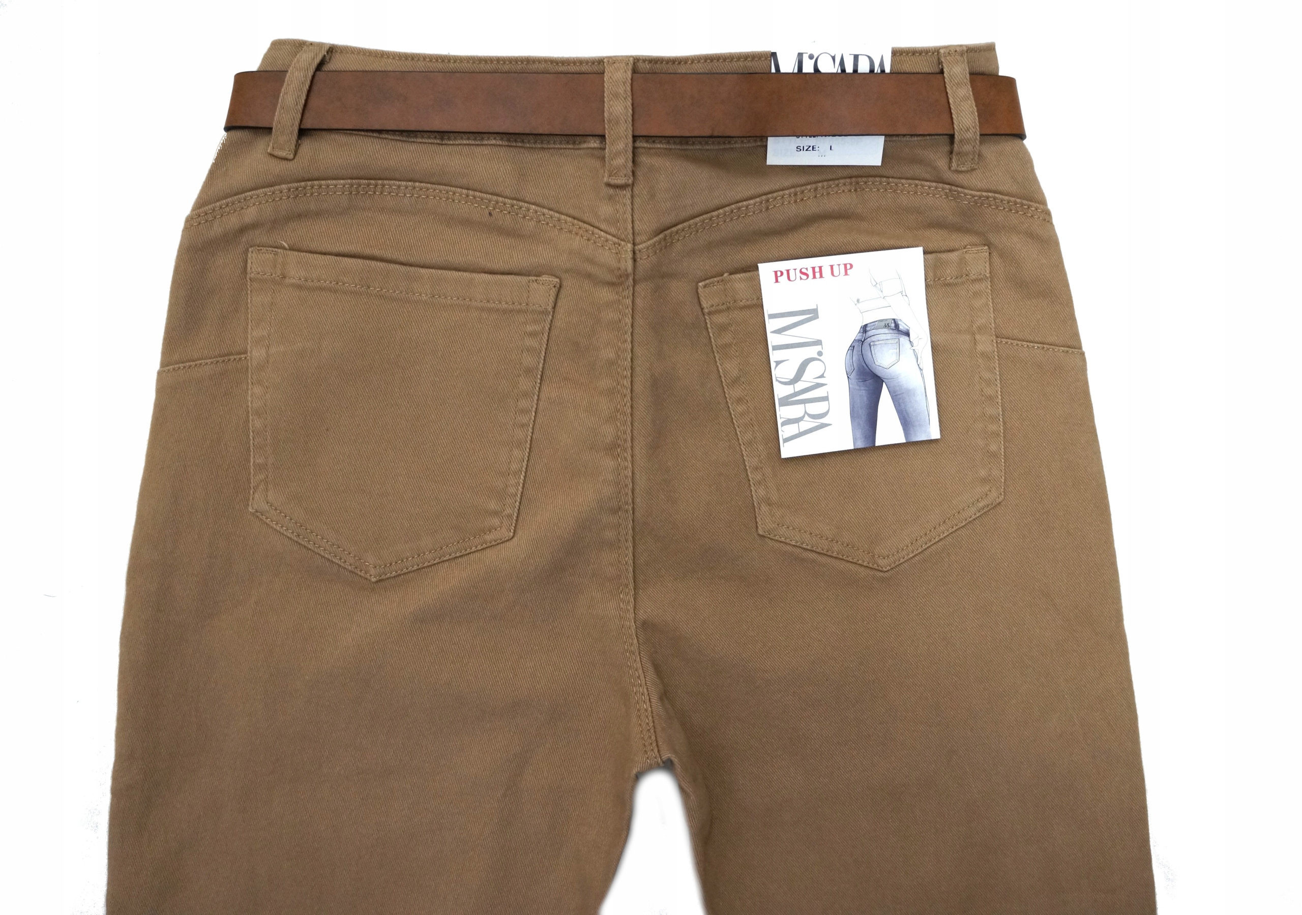 M.SARA DAMSKIE SPODNIE JEANSOWE MOM FIT LUŹNIEJSZE NOGAWKI WYSOKI STAN Kolor brązowy