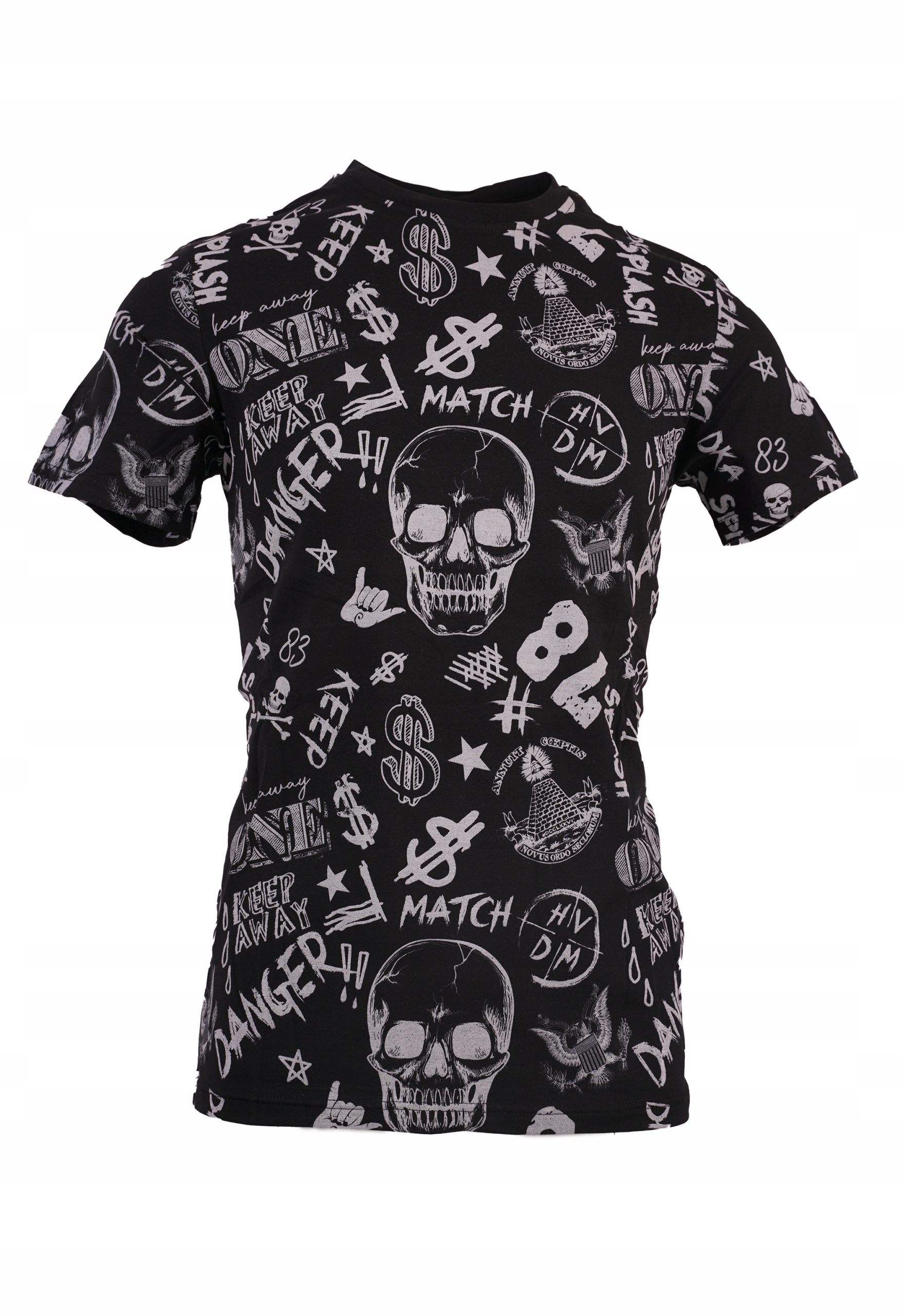 

Tshirt Męski Czarny Koszulka W Czachy Czaszki L