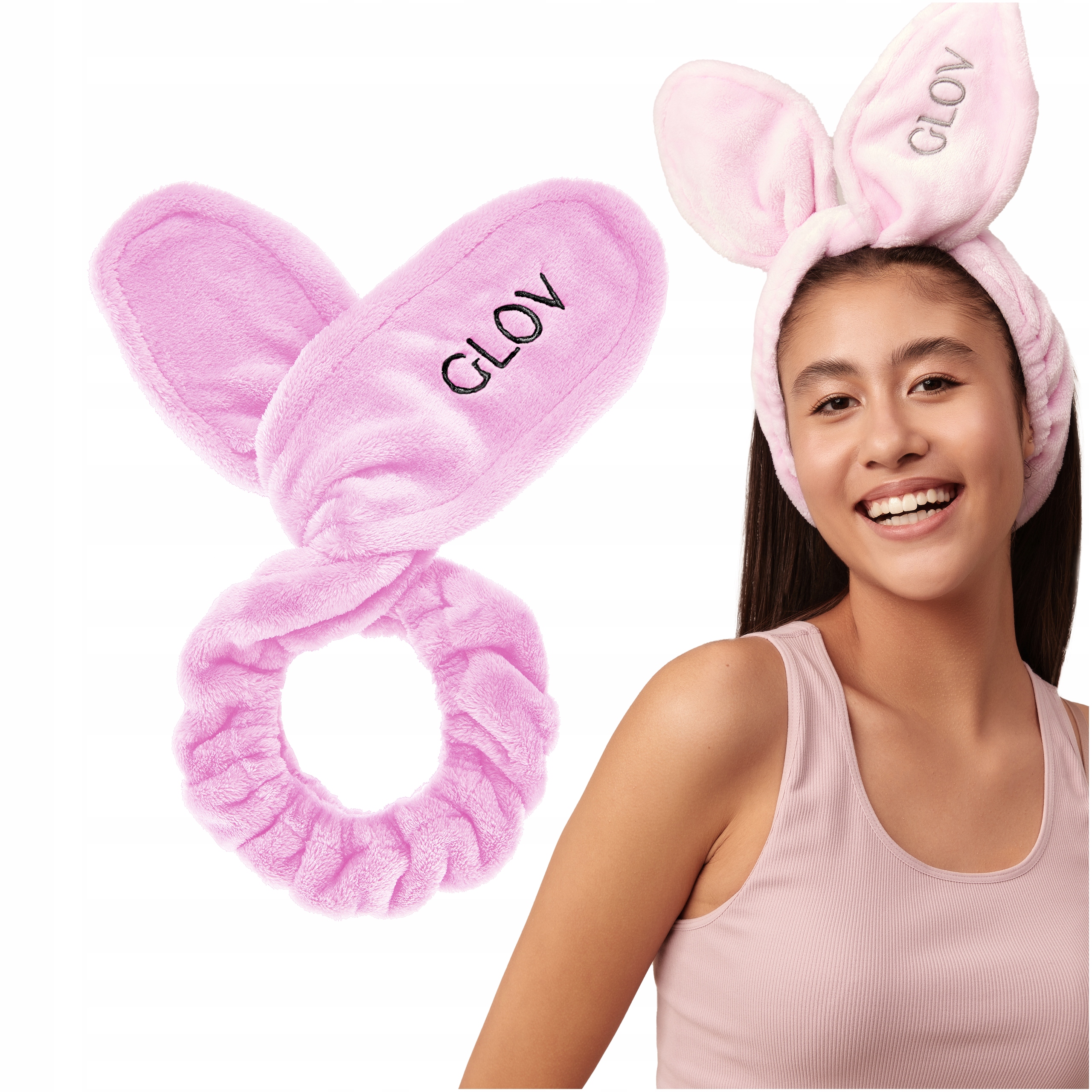 GLOV OPASKA NA WŁOSY Bunny Ears Pink