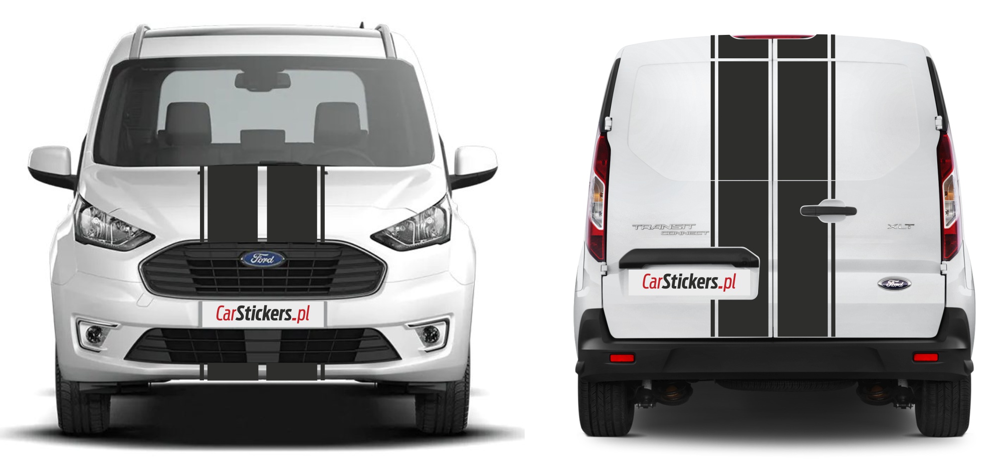 Samolepky na Ford Connect maska a zadní dveře křídla výklenek – dvojité