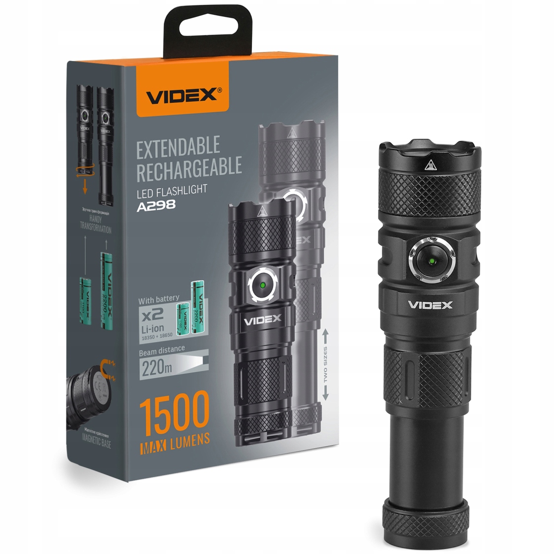 Latarka Taktyczna Led Wojskowa Ręczna Wodoodporna Videx Mocna 1500lm Usb-c