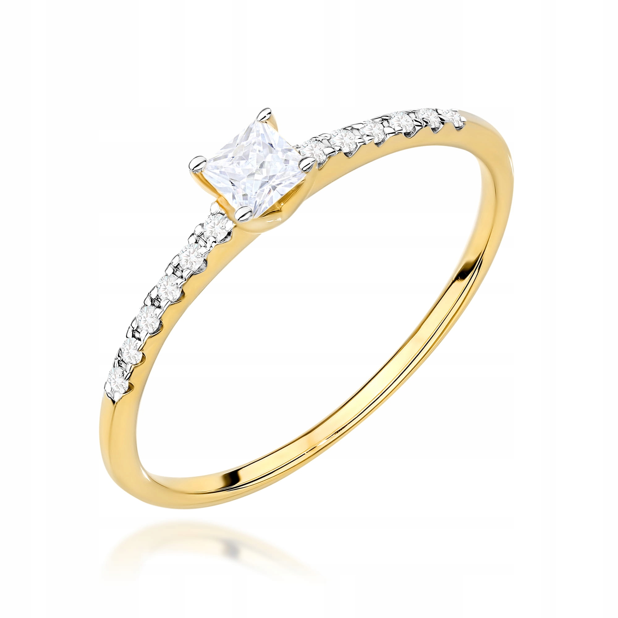 Zlatý prstýnek 585 s 0.15 ct princeznami na zásnuby, šperky