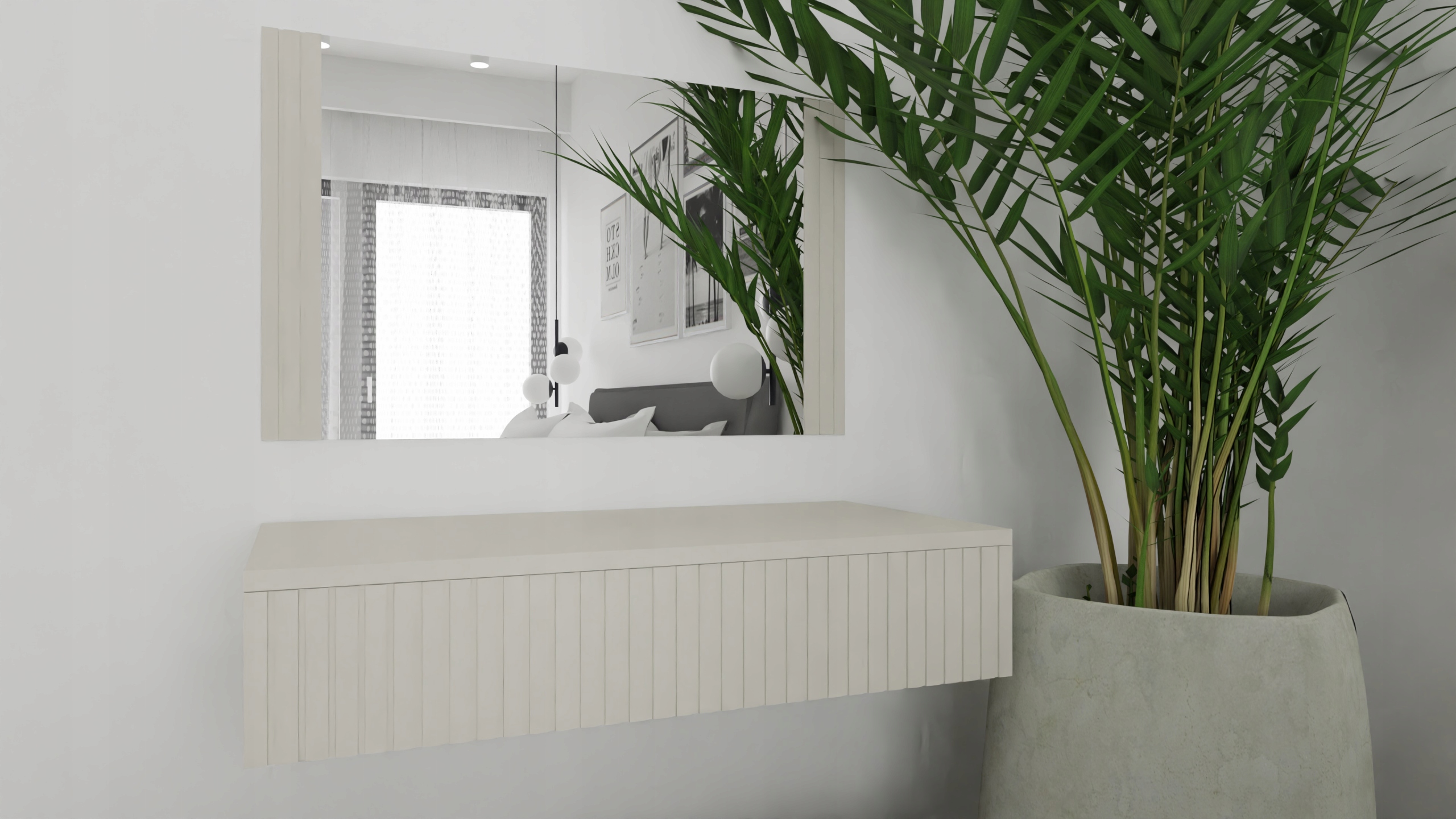 Toaletka konsola szafka biurko RIVA 100 KASZMIR BEŻ ryfle szuflada