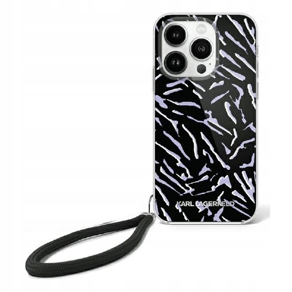 Karl Lagerfeld Zebra s kabelem Pouzdro pro iPhone 16 Plus (fialové)