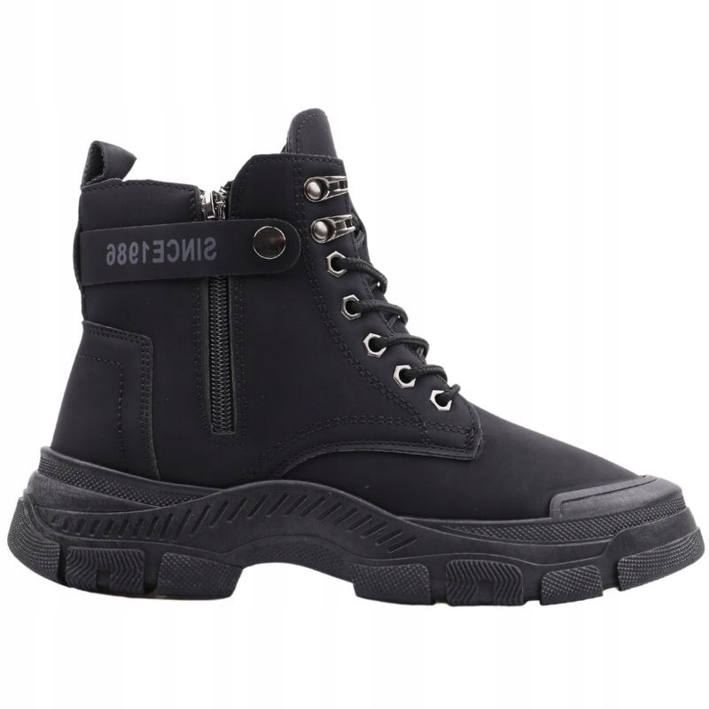 BOTKI DAMSKIE OCIEPLANE TRAPERY BUTY ZIMOWE ŚNIEGOWCE SUWAKI CZARNE Rozmiar 36