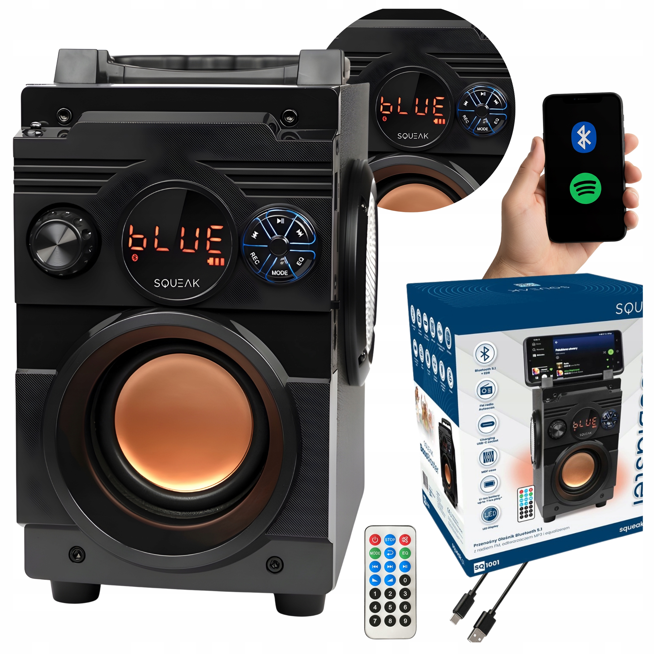 Mobilní přenosný bezdrátový Bluetooth reproduktor Squeak BassBlaster 18 W