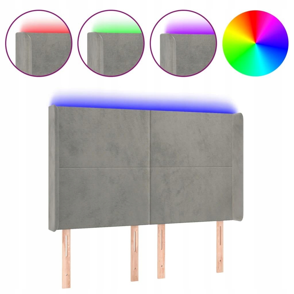 VidaXL Opěrka hlavy k posteli s Led, světle šedá,