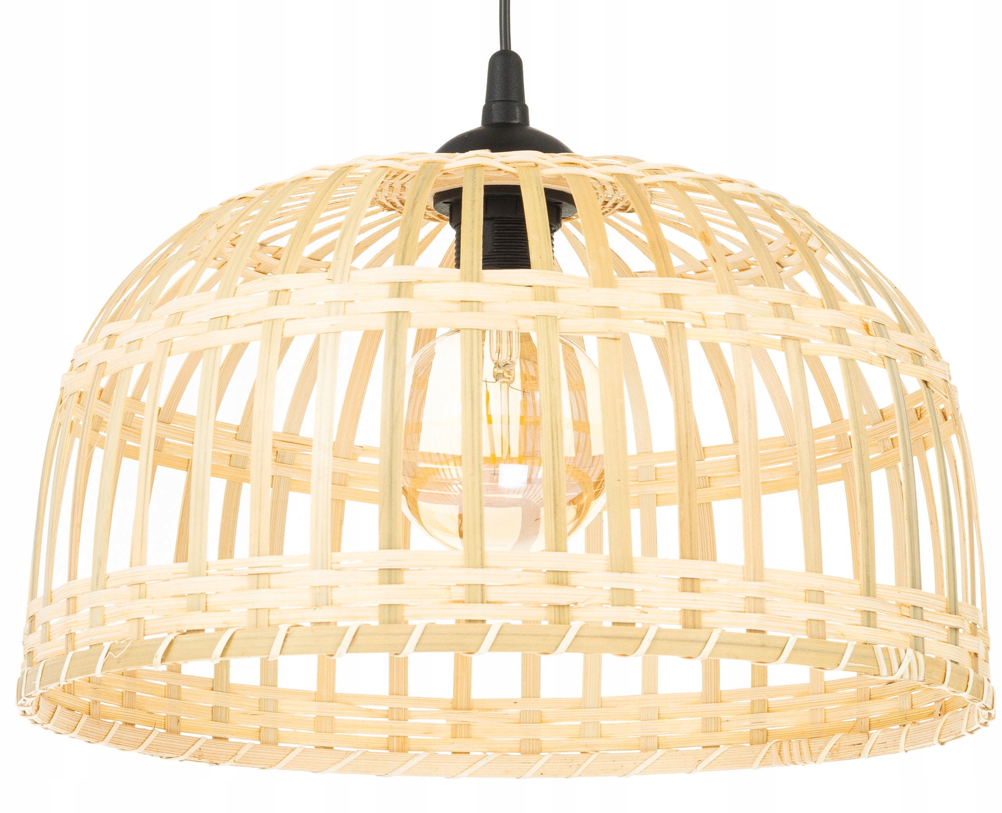 Lampa wisząca czarna Boho bambusowa 38cm TH10