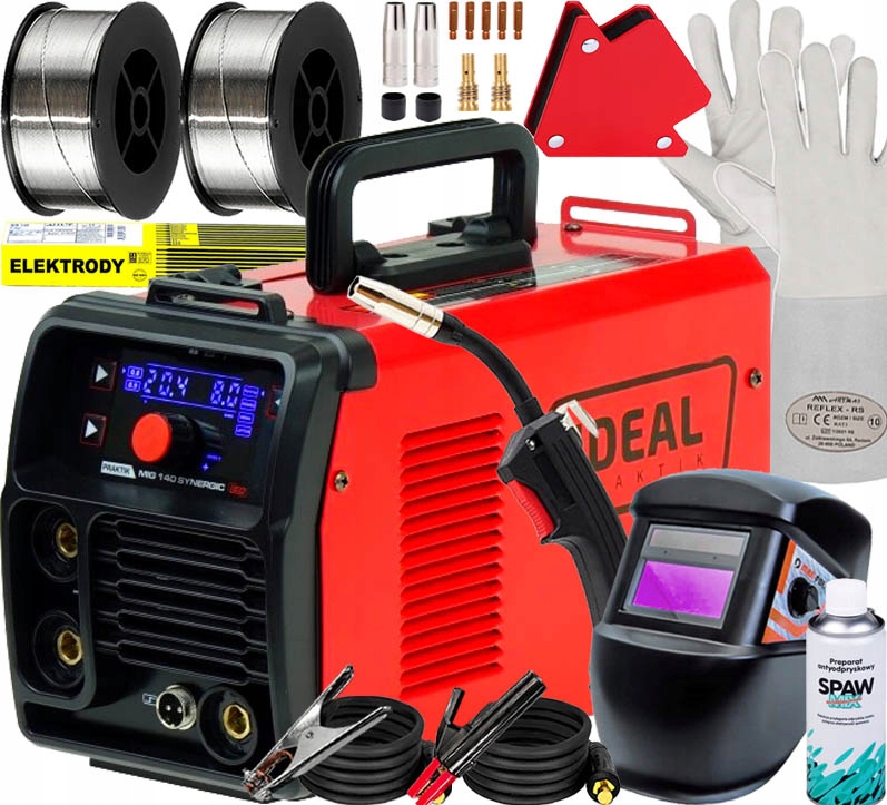 Spawarka Inwertorowa Migomat Półautomat Ideal Praktik Mig 140 Synergic Led
