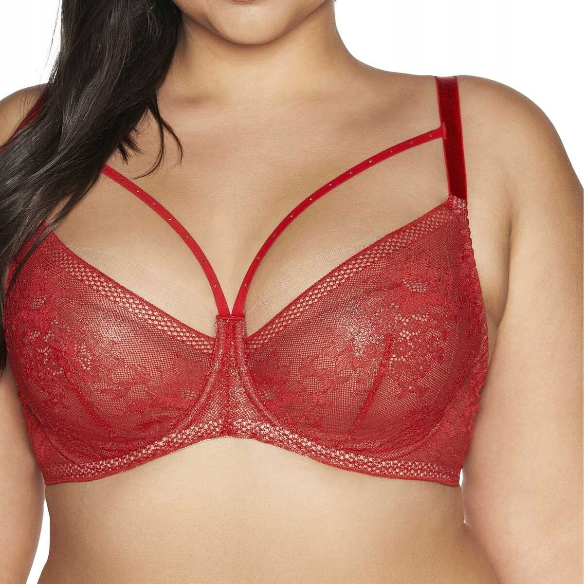 Ava Biustonosz miękki stanik soft koronkowy Crown 2128 czerwony 85G