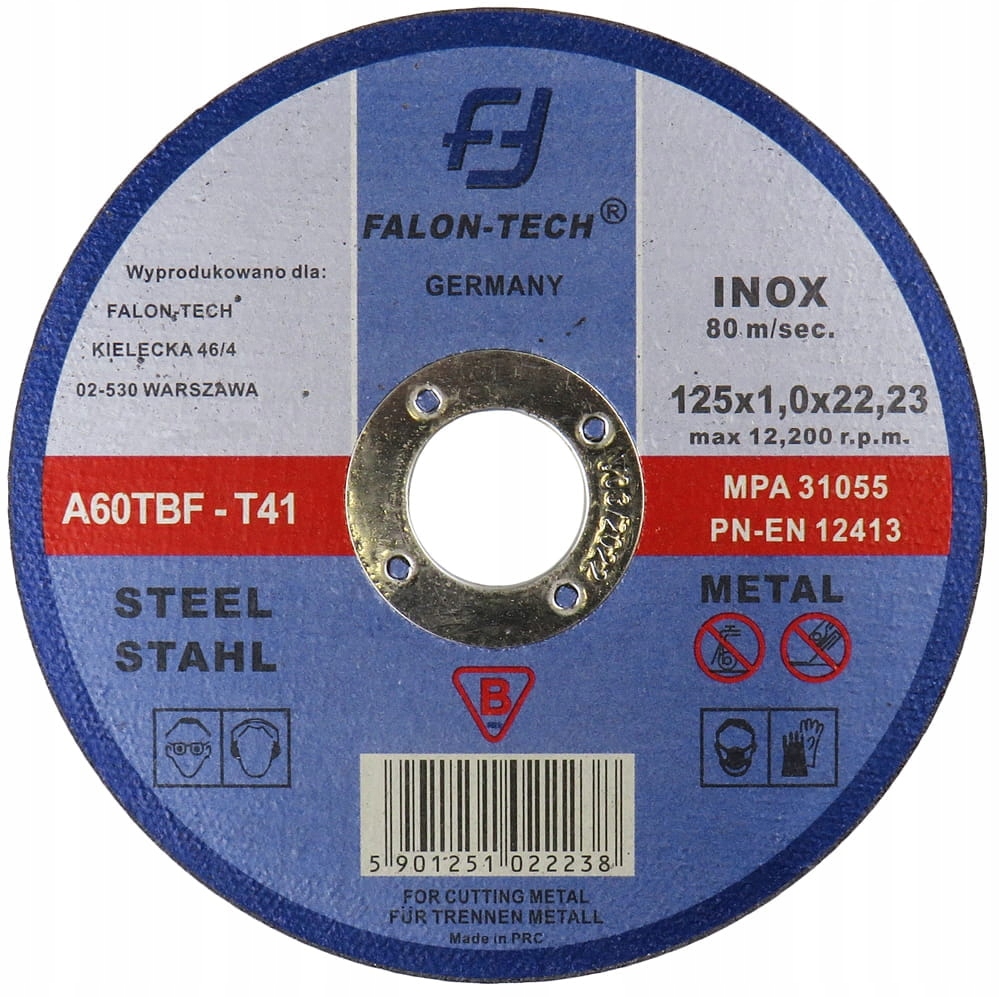 100x Tarcza do cięcia metalu Falon-Tech 125/1,0 tarcze Inox Mocne nierdzewk