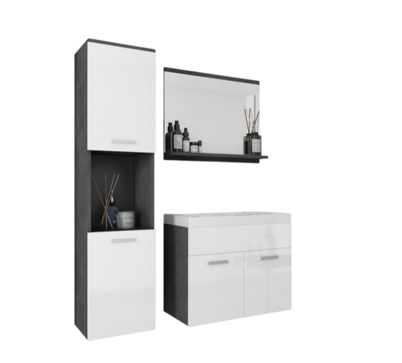 Sada koupelnového nábytku Milano, skříňka, zrcadlo, umyvadlo