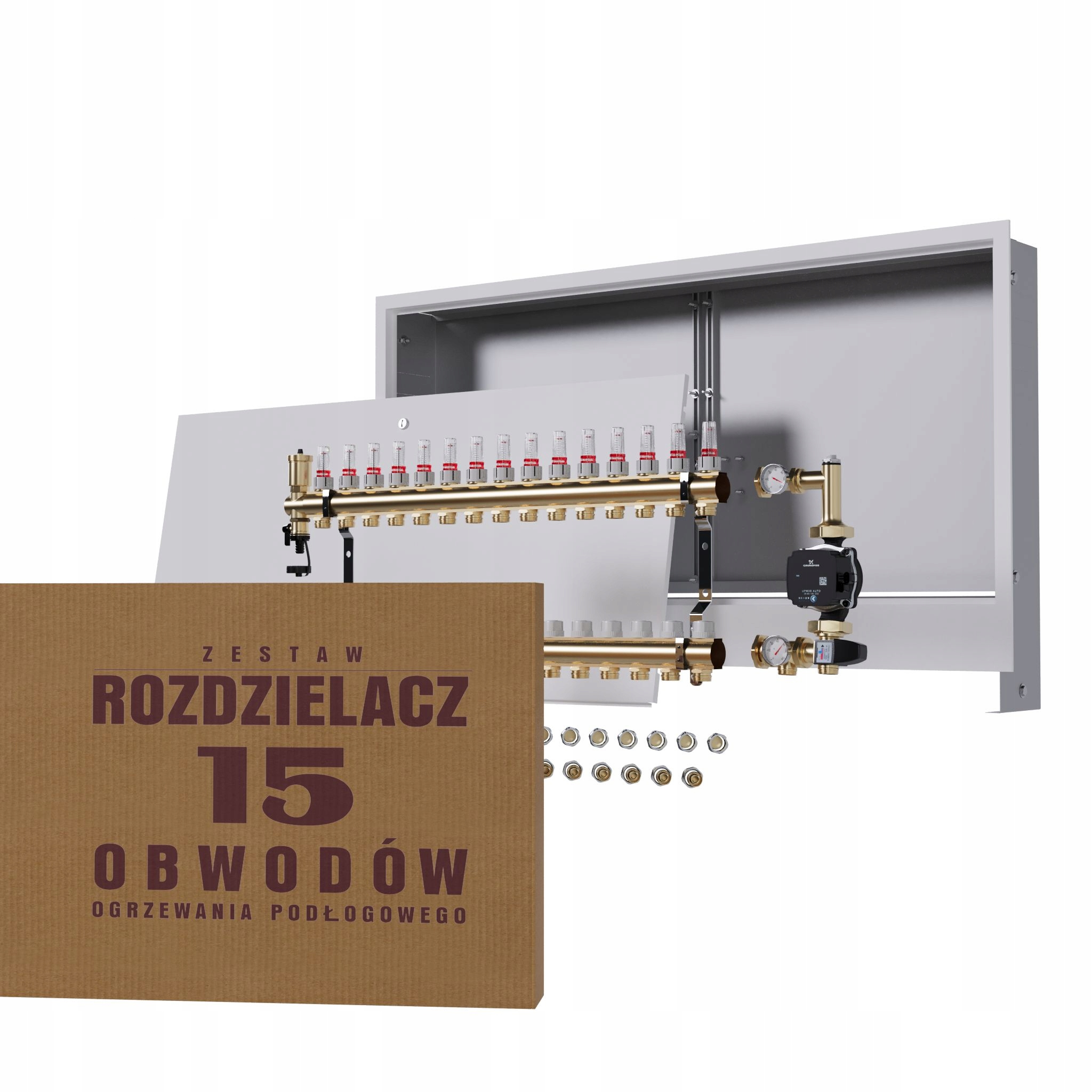 Rozdělovač pro podlahové čerpadlo 15 Grundfos podomítková skříňka Pex