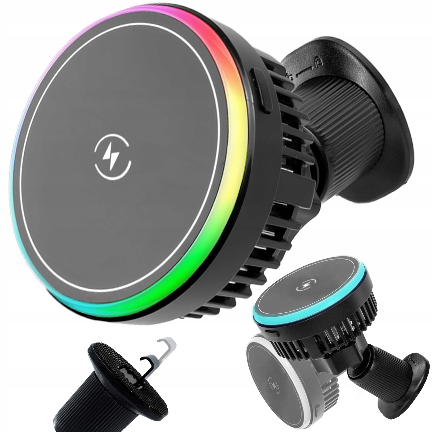 Uchwyt samochodowy indukcyjny 15W z MagSafe wentylatorem automatycznym Rgb