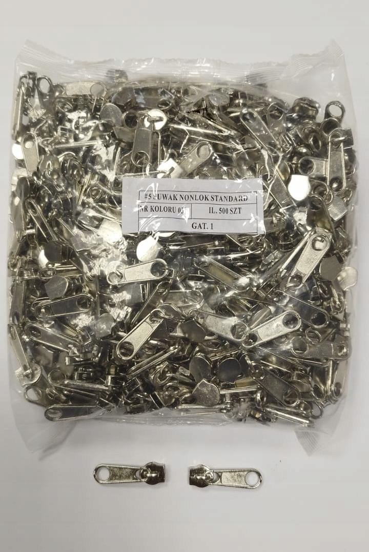 #5 Srebne Chrom Posuvníky Kovové Nonlok Standard Pro Spirálu Sada 500 Ks