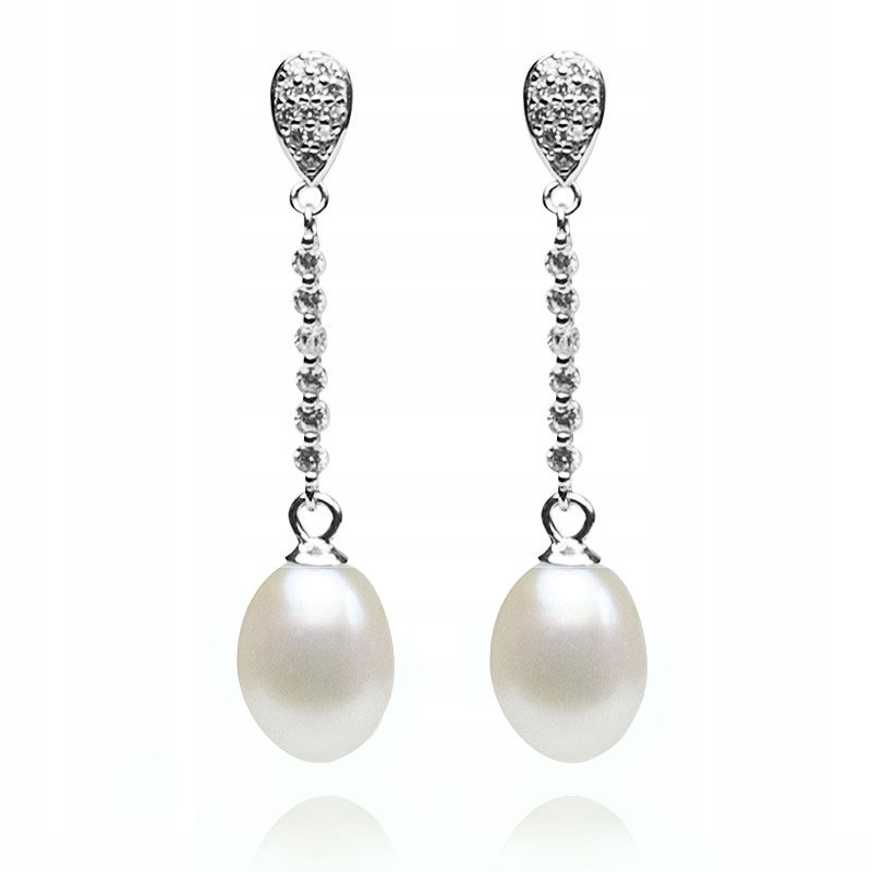 SREBRNE KOLCZYKI Z PRAWDZIWYMI OWALNYMI PERŁAMI