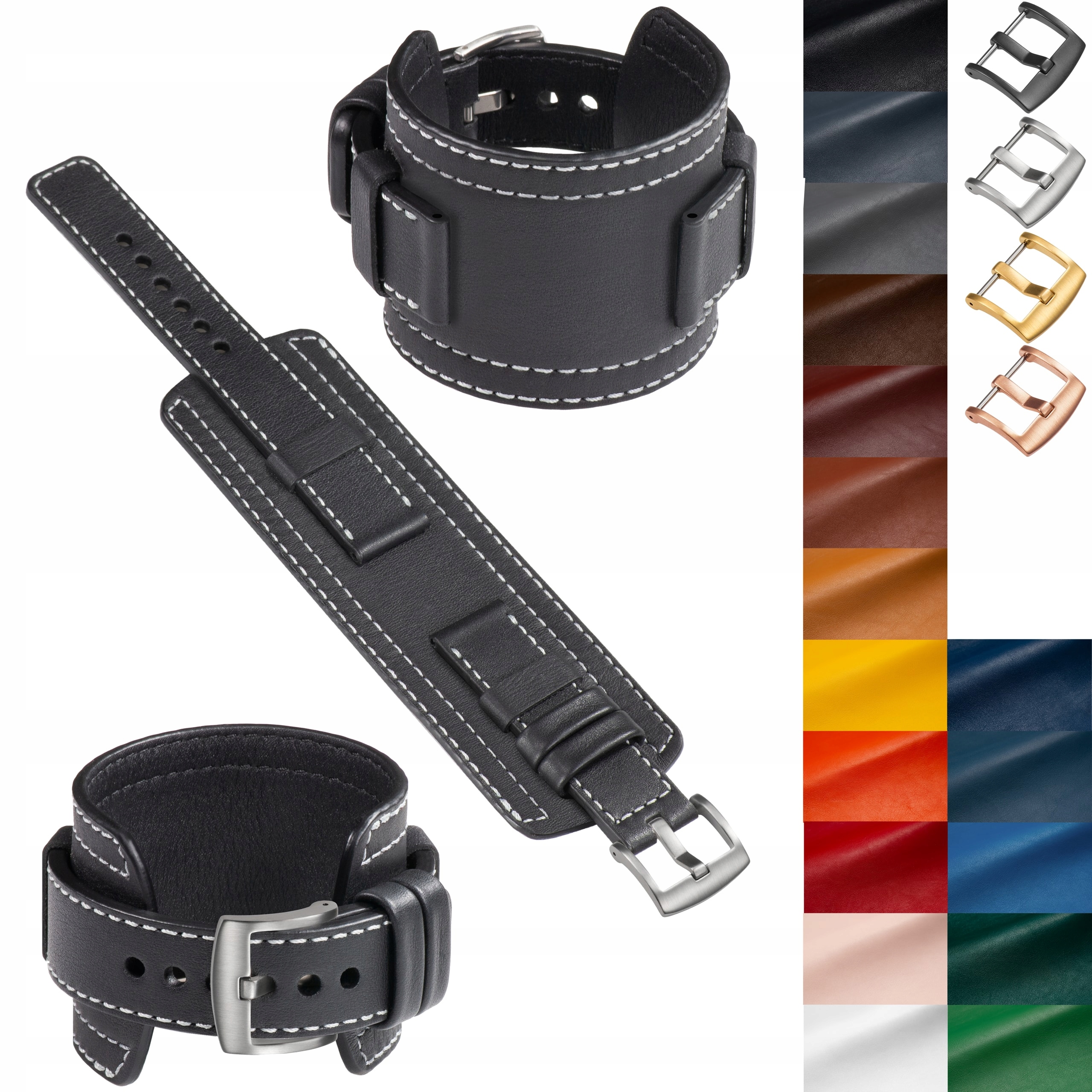 Kožený řemínek široký pro chytré hodinky 18-26 mm podložka Movear