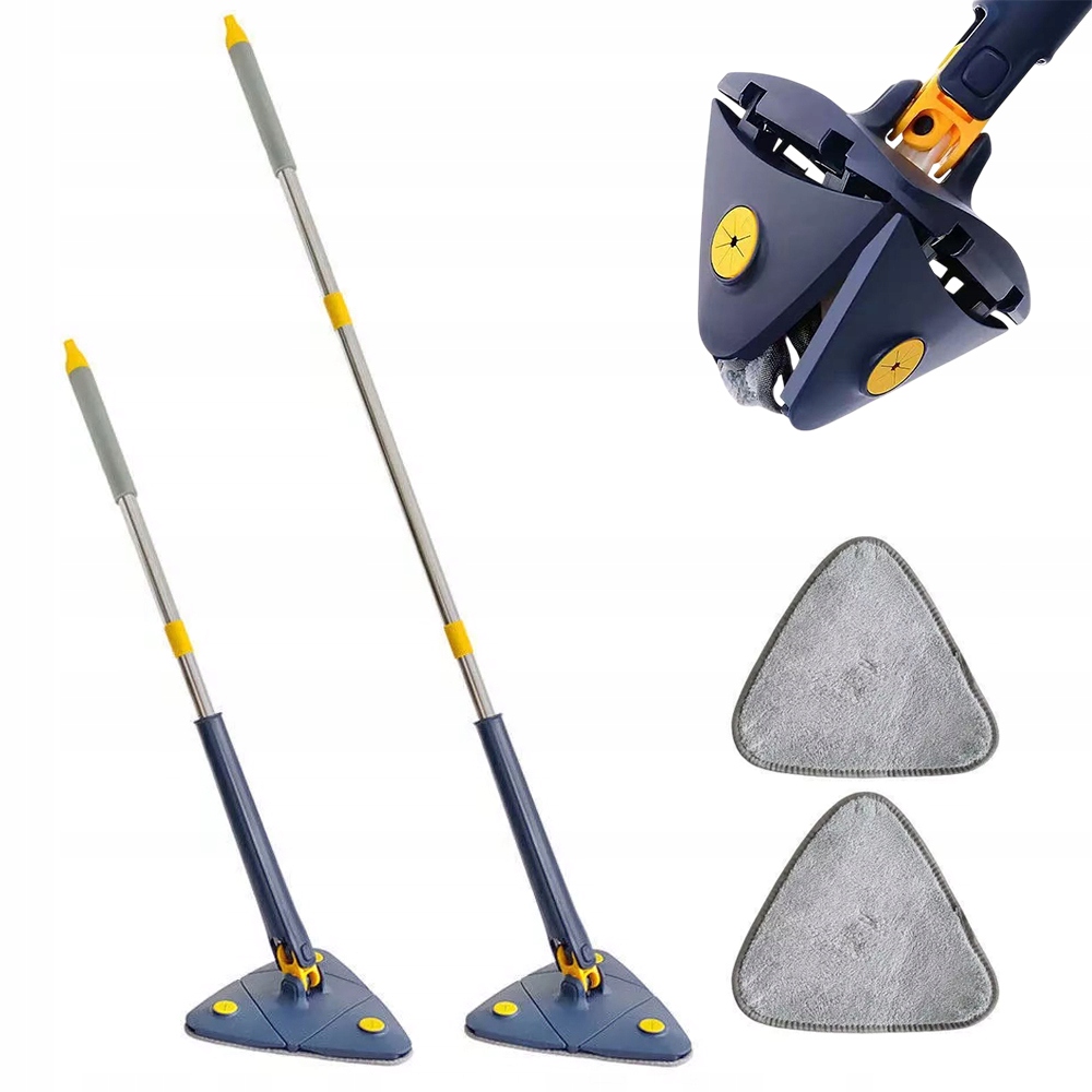 Rotační Mop 360 Spin Trojúhelníkový Automatický Výsuvný Odšťavňovač +2 Nástavce