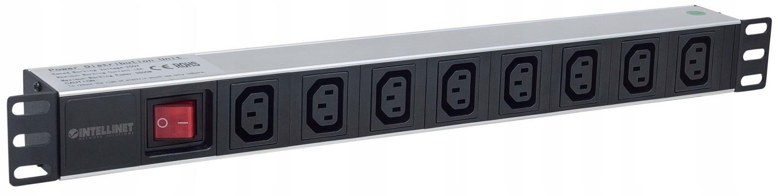 Listwa zasilająca rack 19 1U 110V-250V/10A 8 gniazd C13 kabel 2m