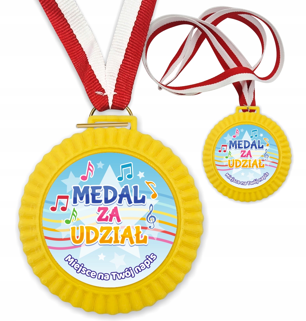 Medal 3D Muzyczny Dla Dzieci Za Udział (+ tasiemka, własny napis)