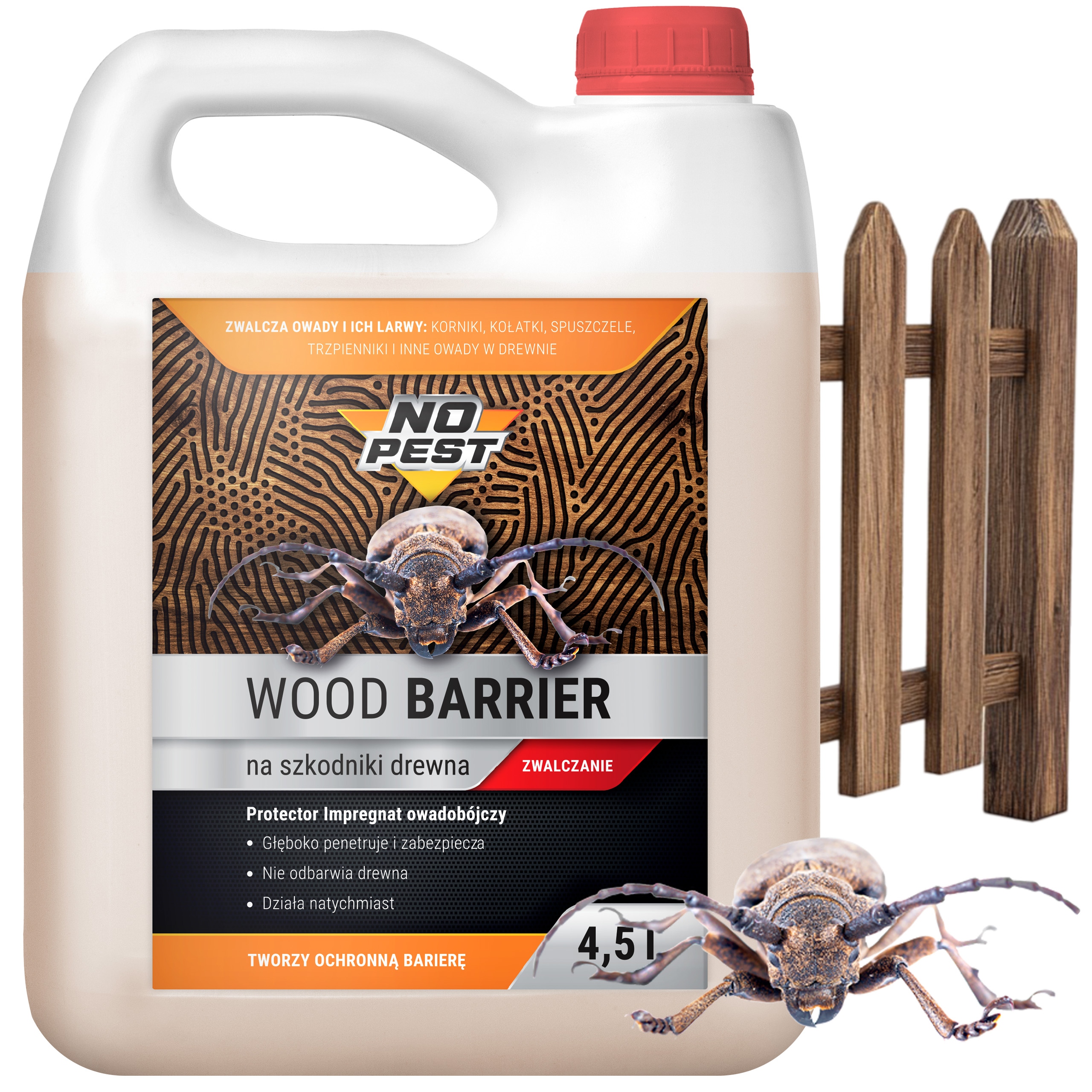 Środek Preparat Oprysk Na Korniki Kołatki 4,5L Wood Barrier Permetryna