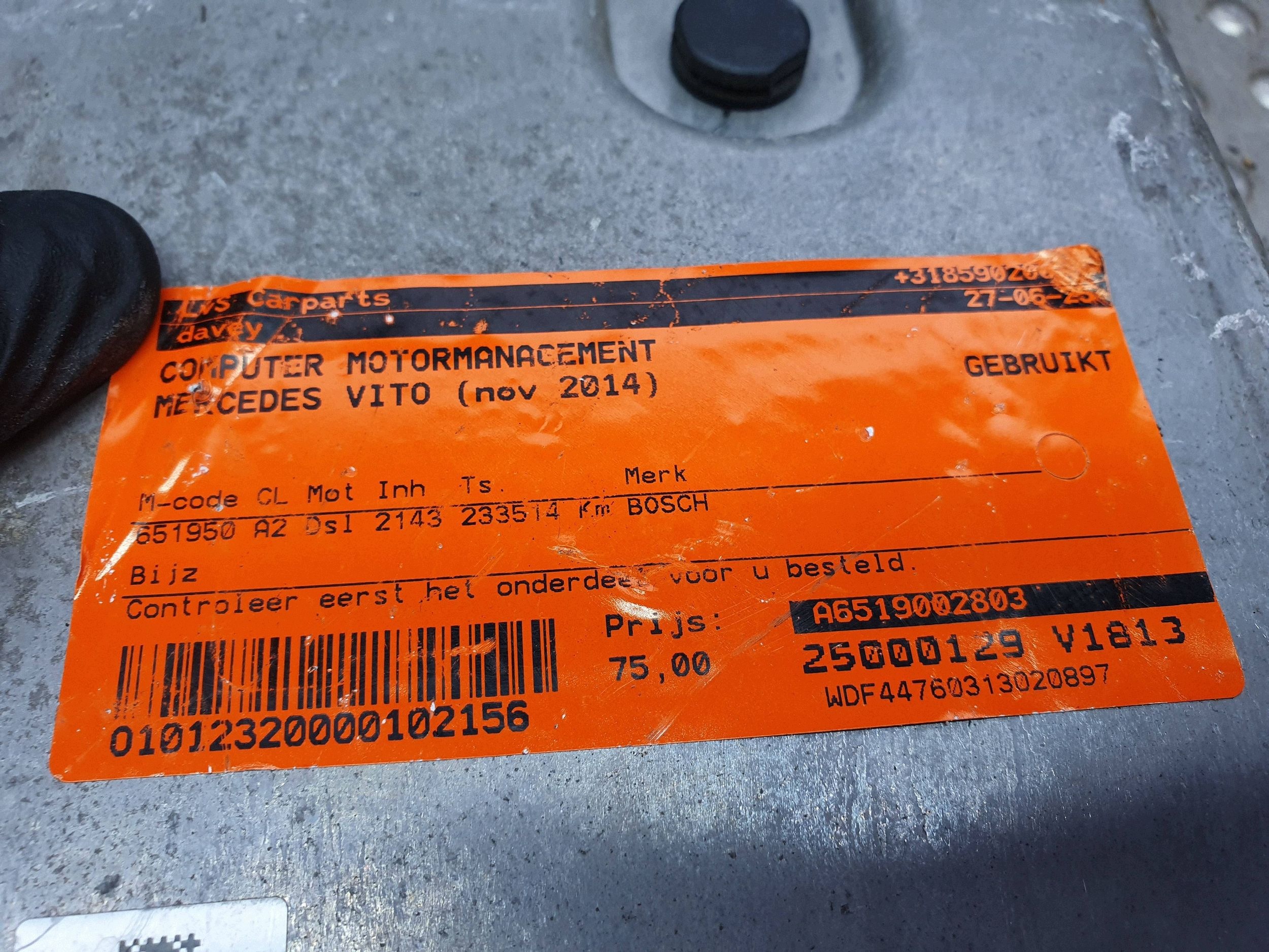 ordinateur unité de commande électronique uce moteur A6519002803 MERCEDES VITO W447 2.2 CDI