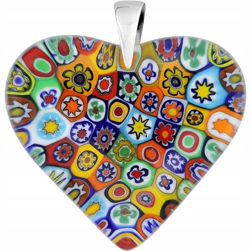 Dámský vícebarevný přívěsek Harf sklo murano srdce