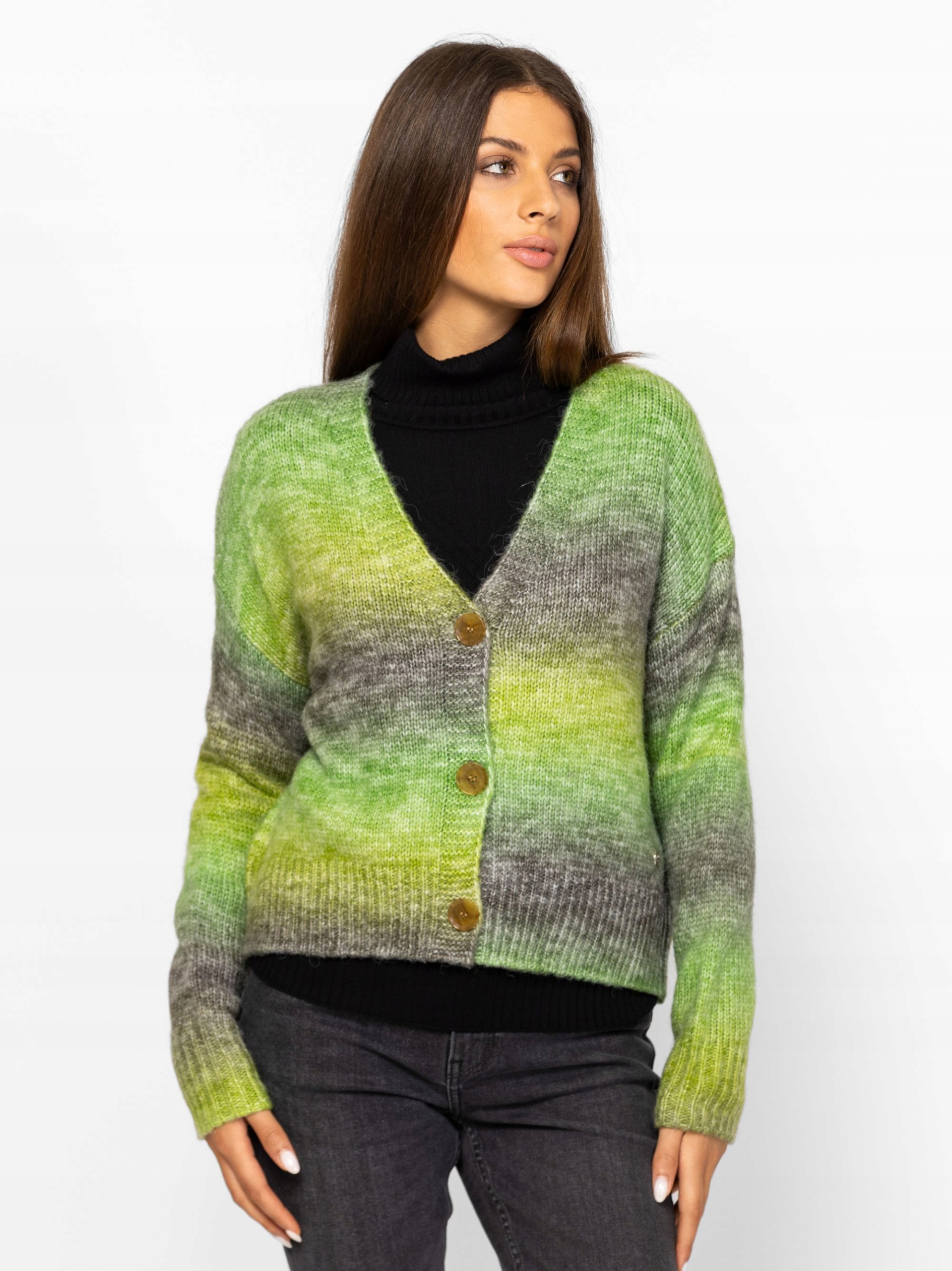 Heavy Tools Dámský Klasický Svetr Kardigan Rozepínací Hanga Zelený Xs