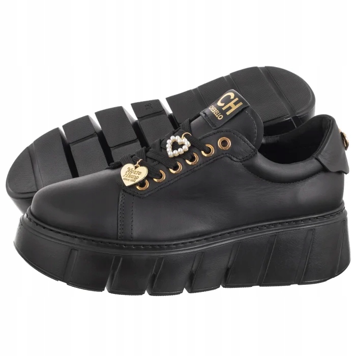 Boty Tenisky Polobotky Kožené Dámské CheBello Černé 4536-002-000