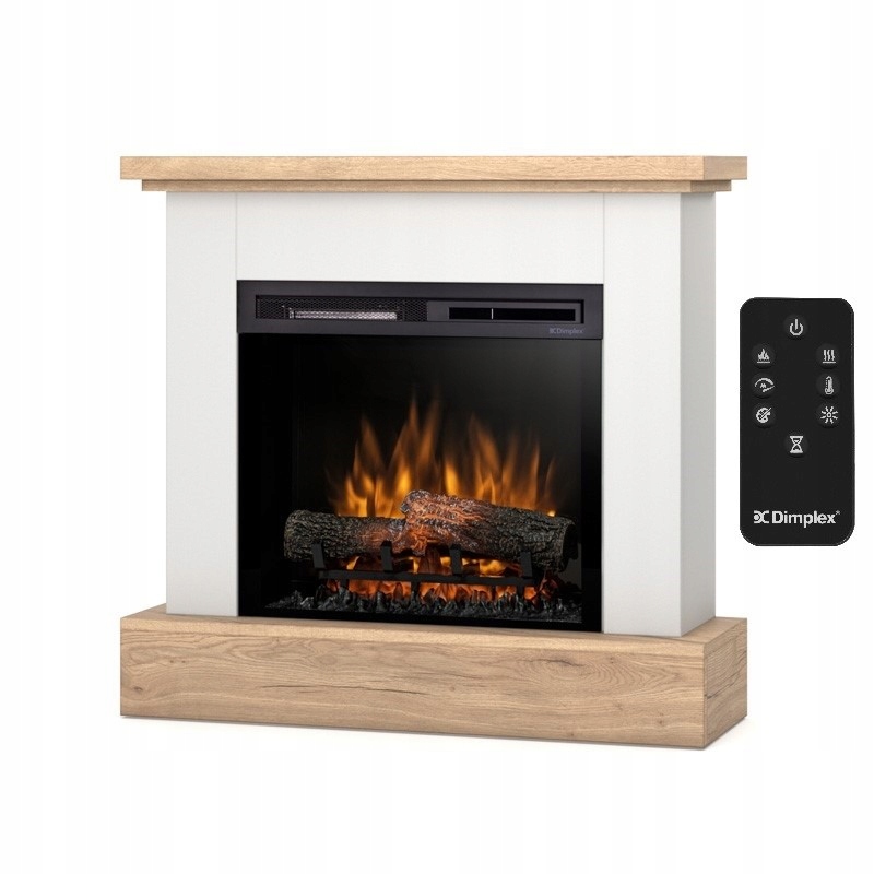 Kominek elektryczny wolnostojący Jukon W06-Biały,dąb 23" Xhd Led Warmtec