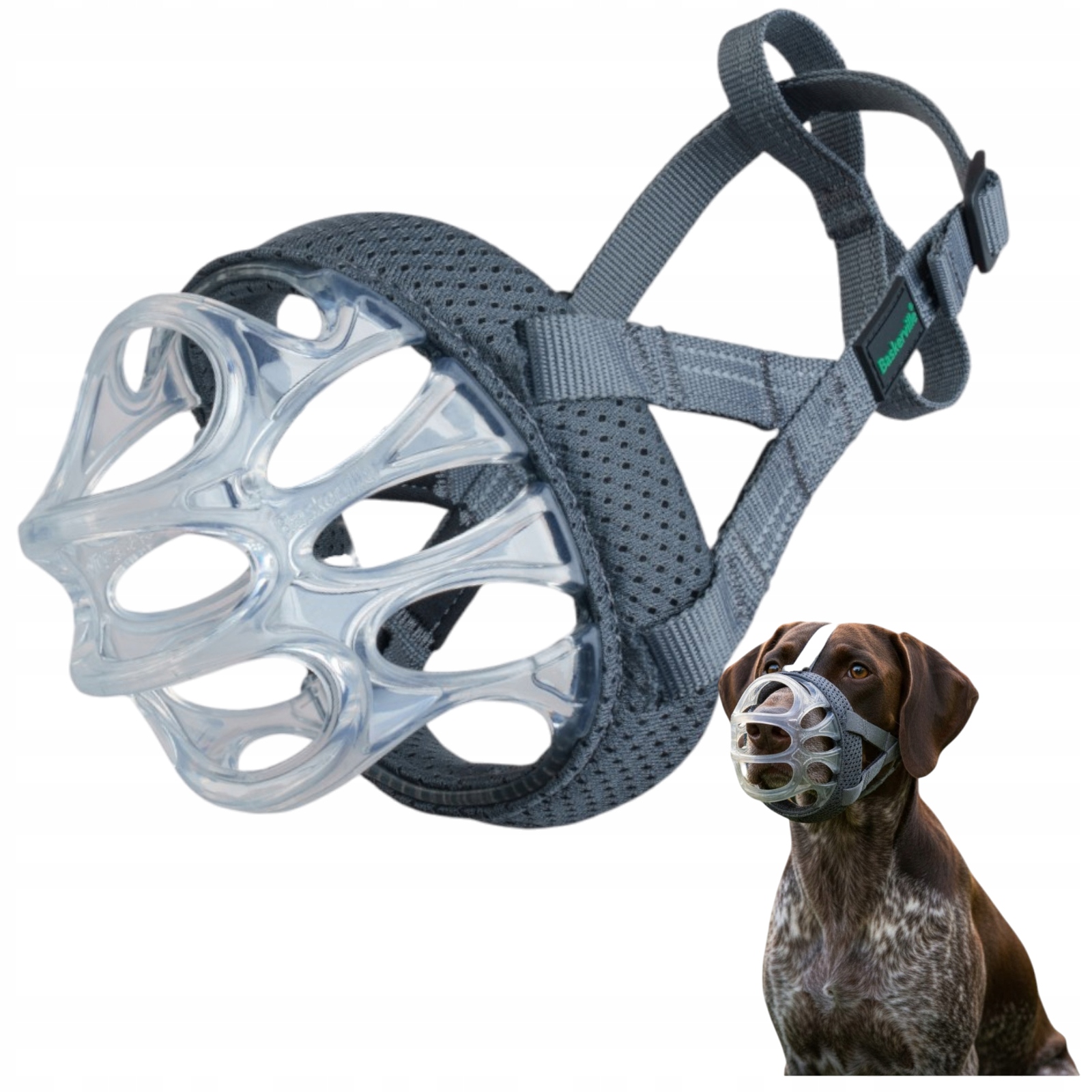 Baskerville Kaganiec Invisa Fizjologiczny Przezroczysty Basket Muzzle roz 4