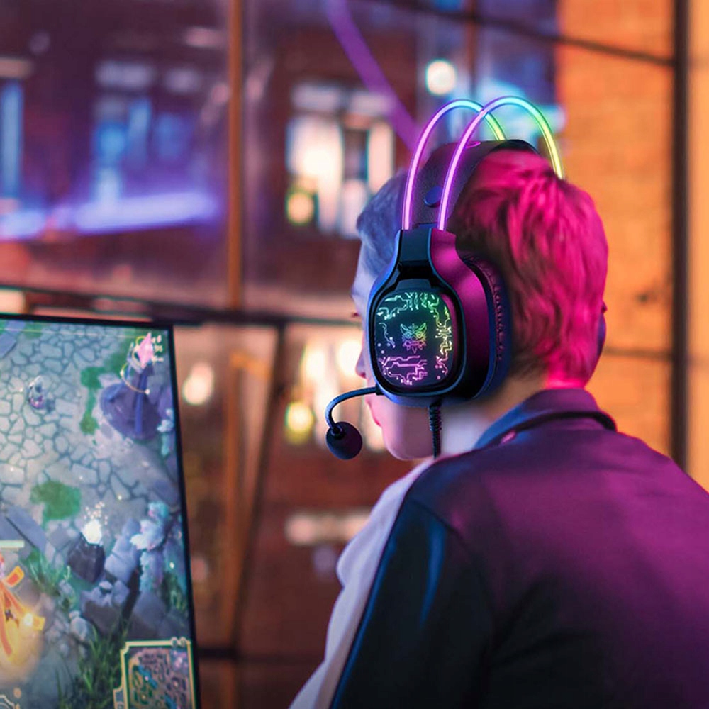 ONIKUMA X32 SŁUCHAWKI GAMINGOWE NAUSZNE PRZEWODOWE Z MIKROFONEM DO PC RGB Kolor dominujący czarny