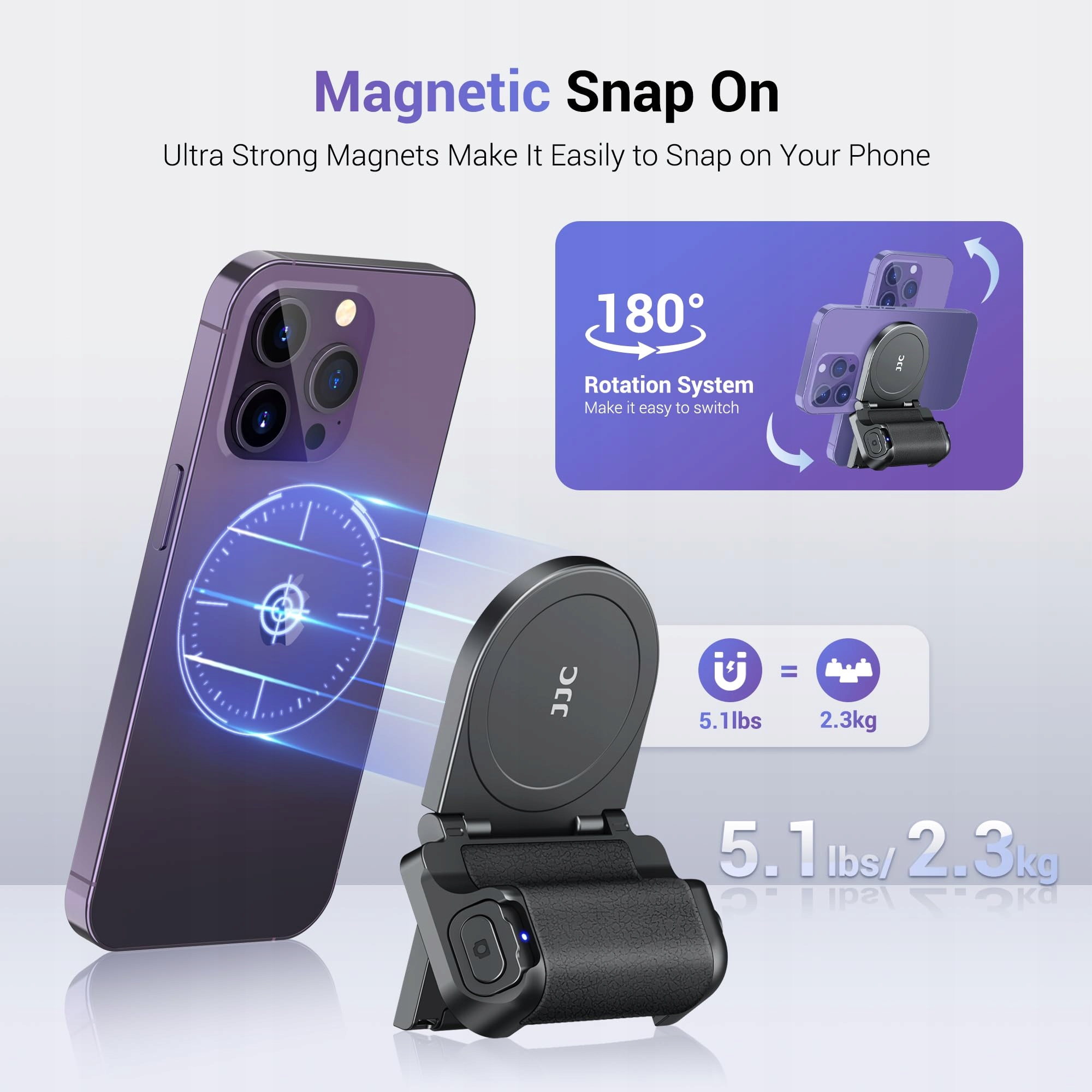 JJC Magnetyczny Uchwyt do Telefonu z Pilotem Bluetooth do iPhone i Android — miniatura 4