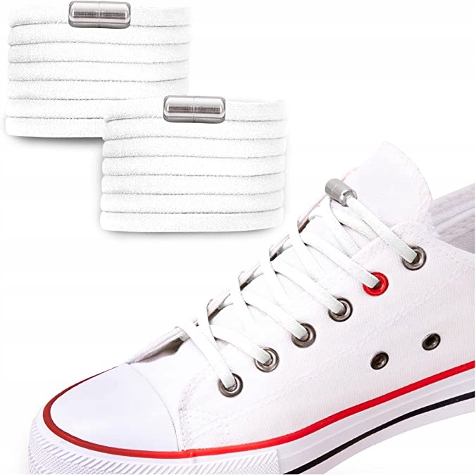 SZNURÓWKI DO BUTÓW BEZ WIĄZANIA ELASTYCZNE BIAŁE SZNUROWADŁA OKRĄGŁE 100cm