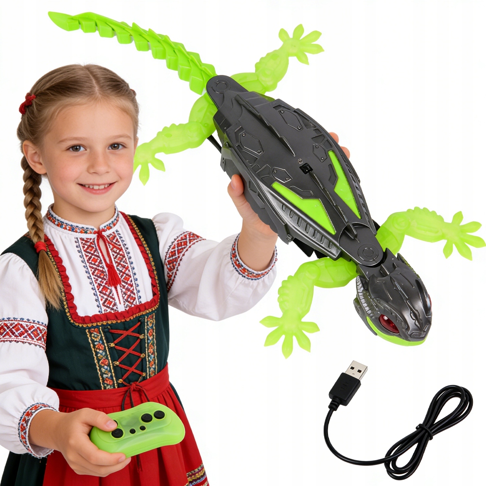 ROBOT GEKON RC WSPINAJĄCY SIĘ PO ŚCIANACH Z LED ŁADOWALNY DLA DZIECI PILOT