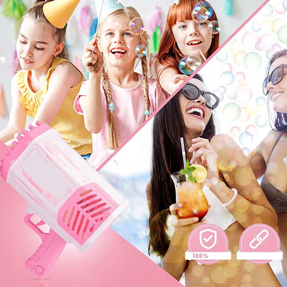 Maszyna do baniek Bazooka 69 otworów+1 ładowarka Kolor odcienie różu