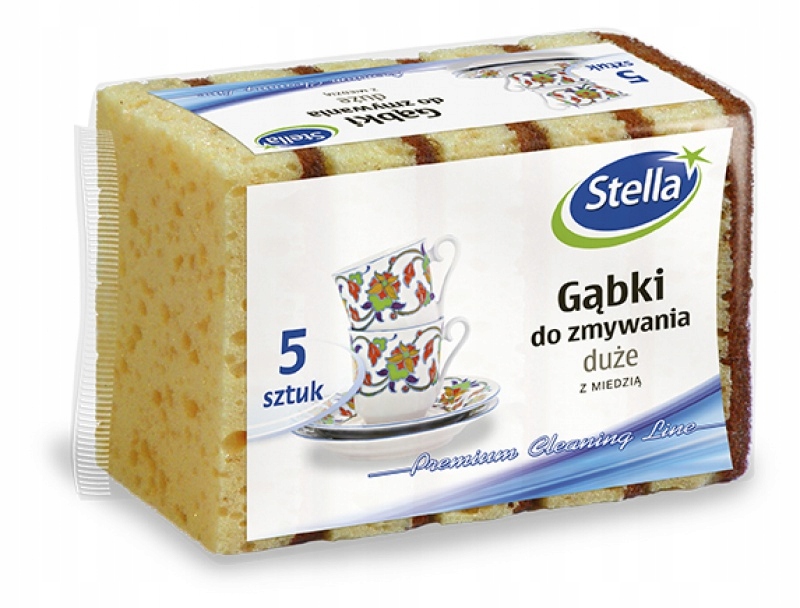 

Gąbki do zmywania z miedzią duże 5szt żółta