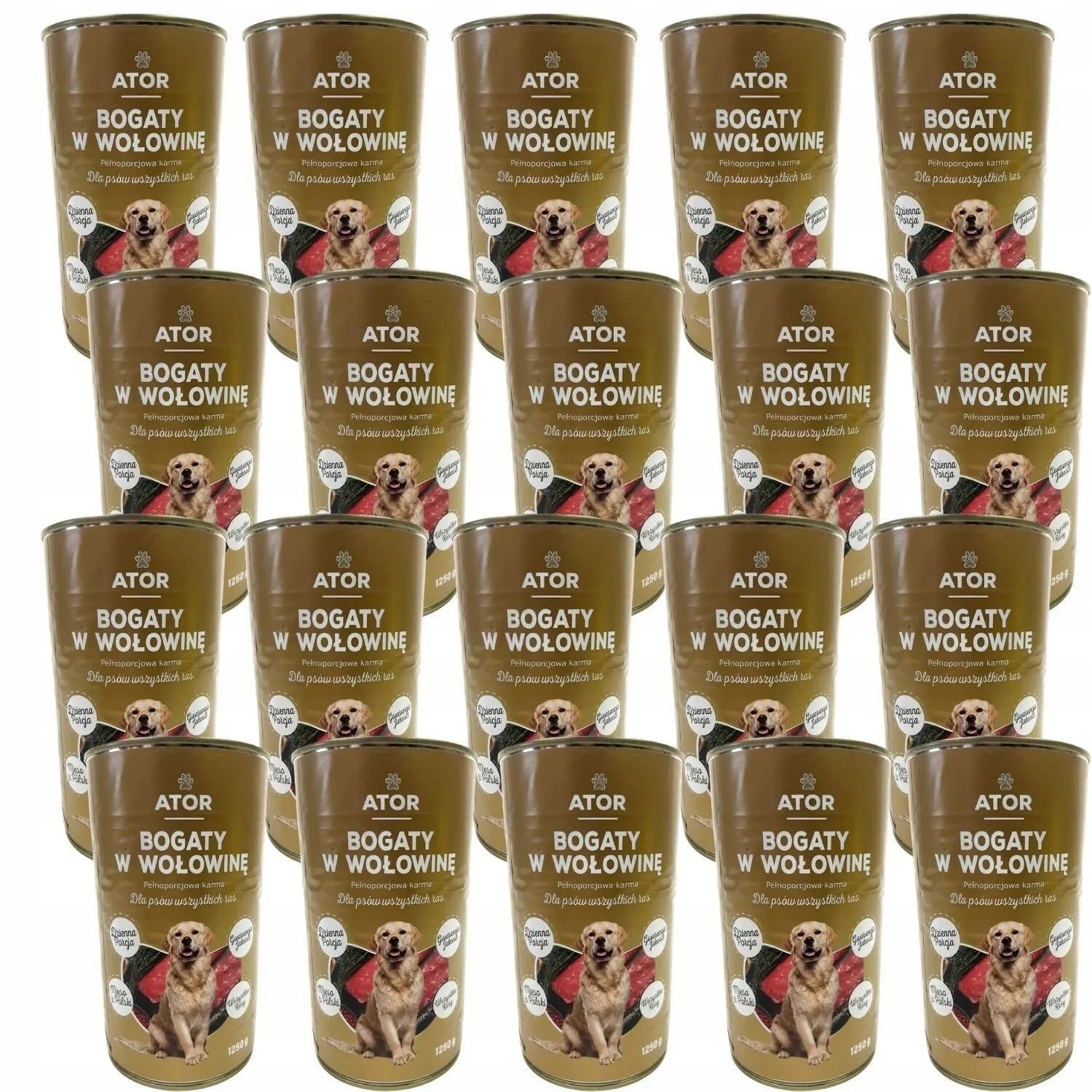 Levně Ator Vlhké krmivo pro psy hovězí konzerva sada 24x1250g