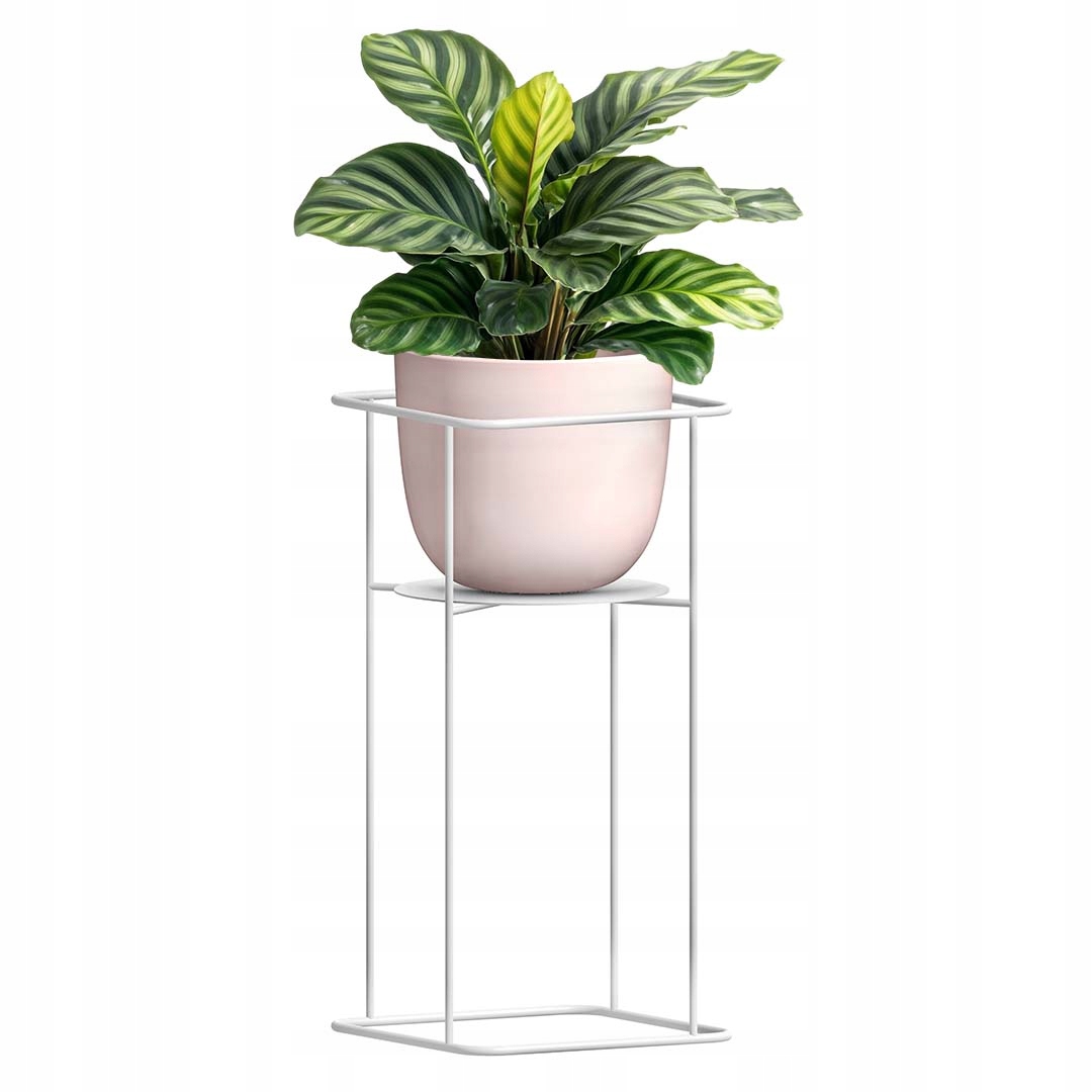 Držiak Na Kvetináč kovový stojaci Jaskier W pevný, vysoký, stabilný stojan, biely