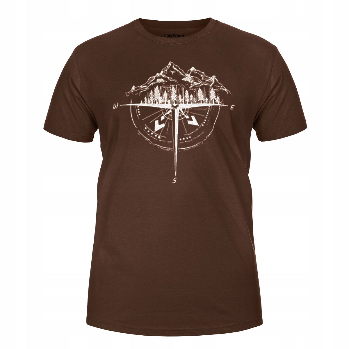Koszulka męska bawełniana T-Shirt TigerWood Róża Wiatrów Brązowa XL
