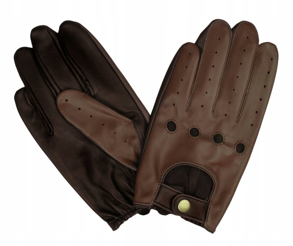 Kožené rukavice do auta Hnědé, plné M