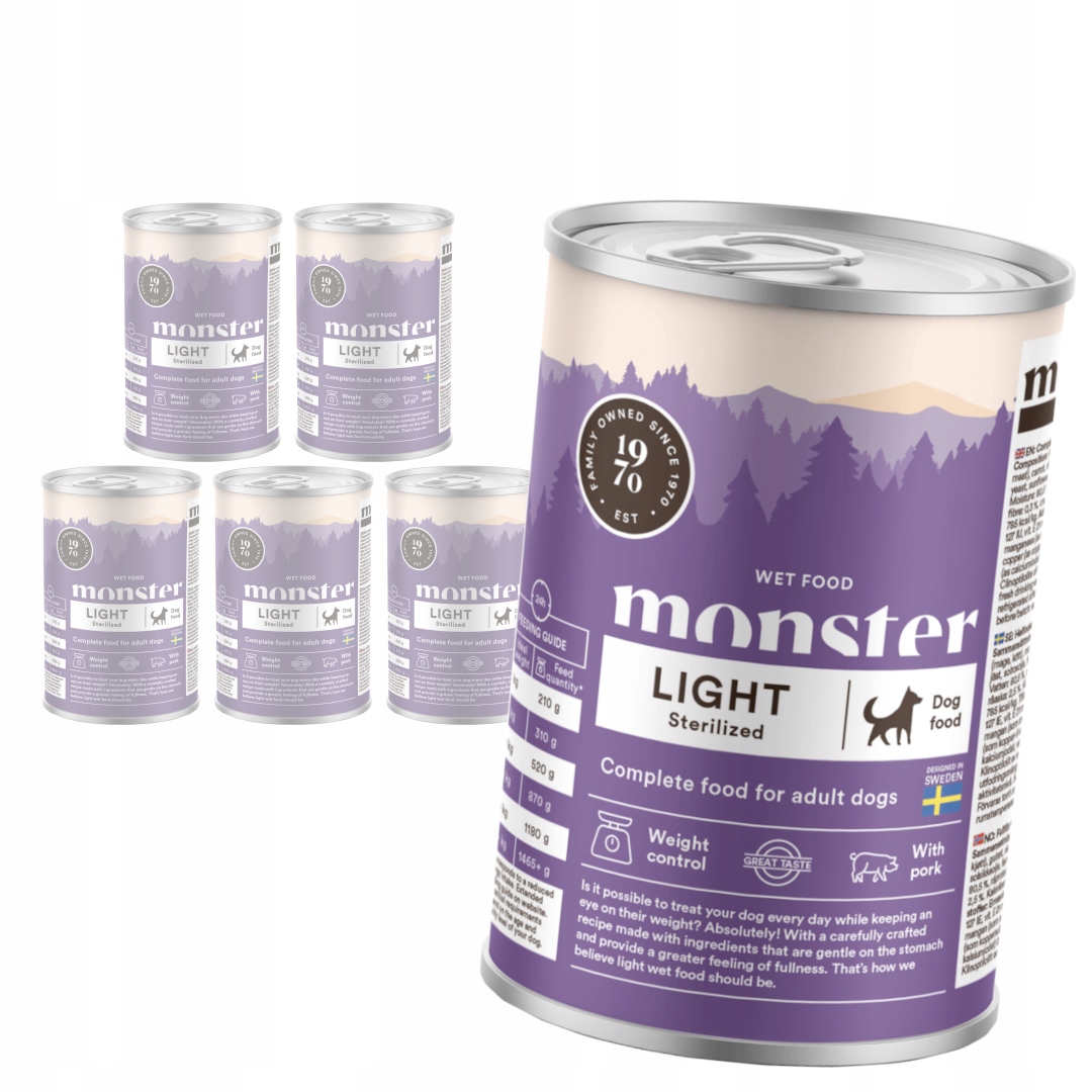 Monster Dog Adult Light&amp;Sterilized 6x400g Krmivo pro psy s nadváhou